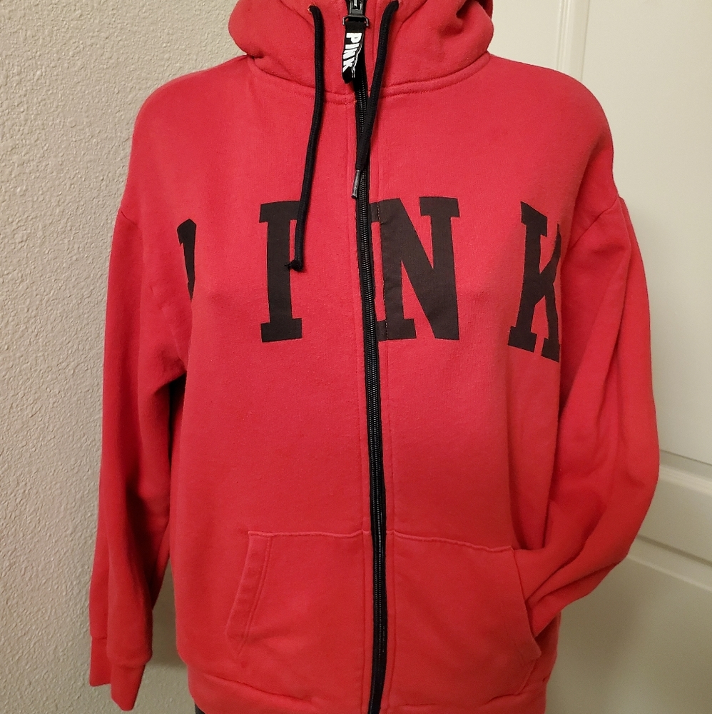 Womens PINK Victoria Secret Hoodie Sz S red